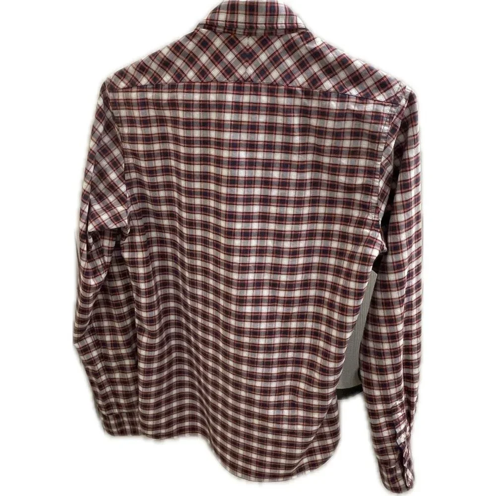 scotch and soda Red Plaid Button-down Shirt men M Cotton Collar Long Sleeve - Picture 2 of 11